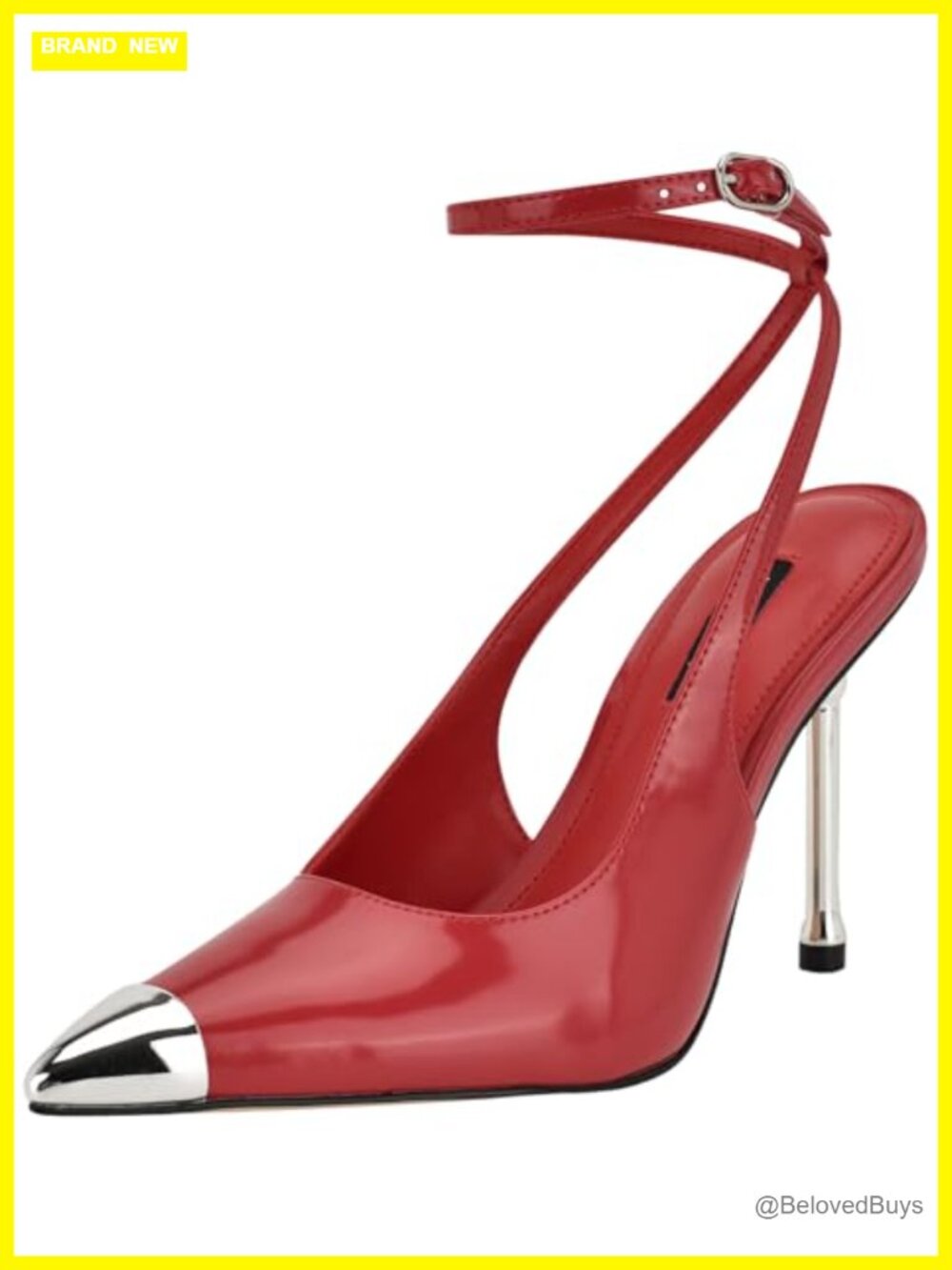 Nine West Monroh Pointy Toe Stiletto Heel Pumps Faux Patent Leather